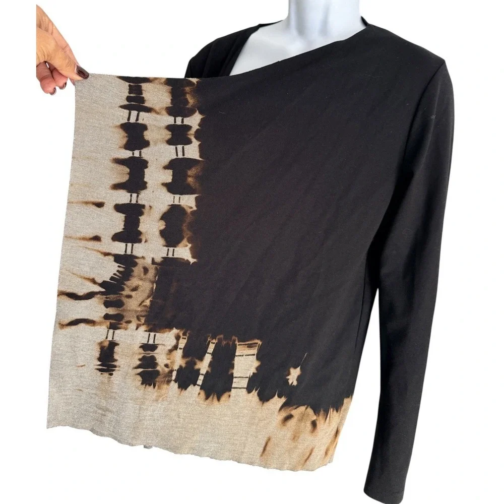 Art of Cloth Women Cardigan Jacket XL Black Abstract Draped Open Front Made USA‎